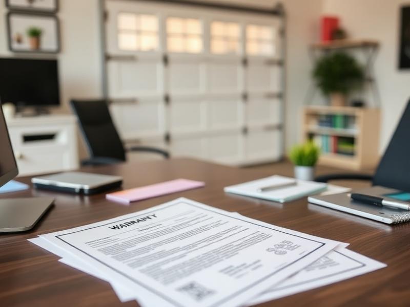 Garage door warranty documents and paperwork on desk for homeowner review
